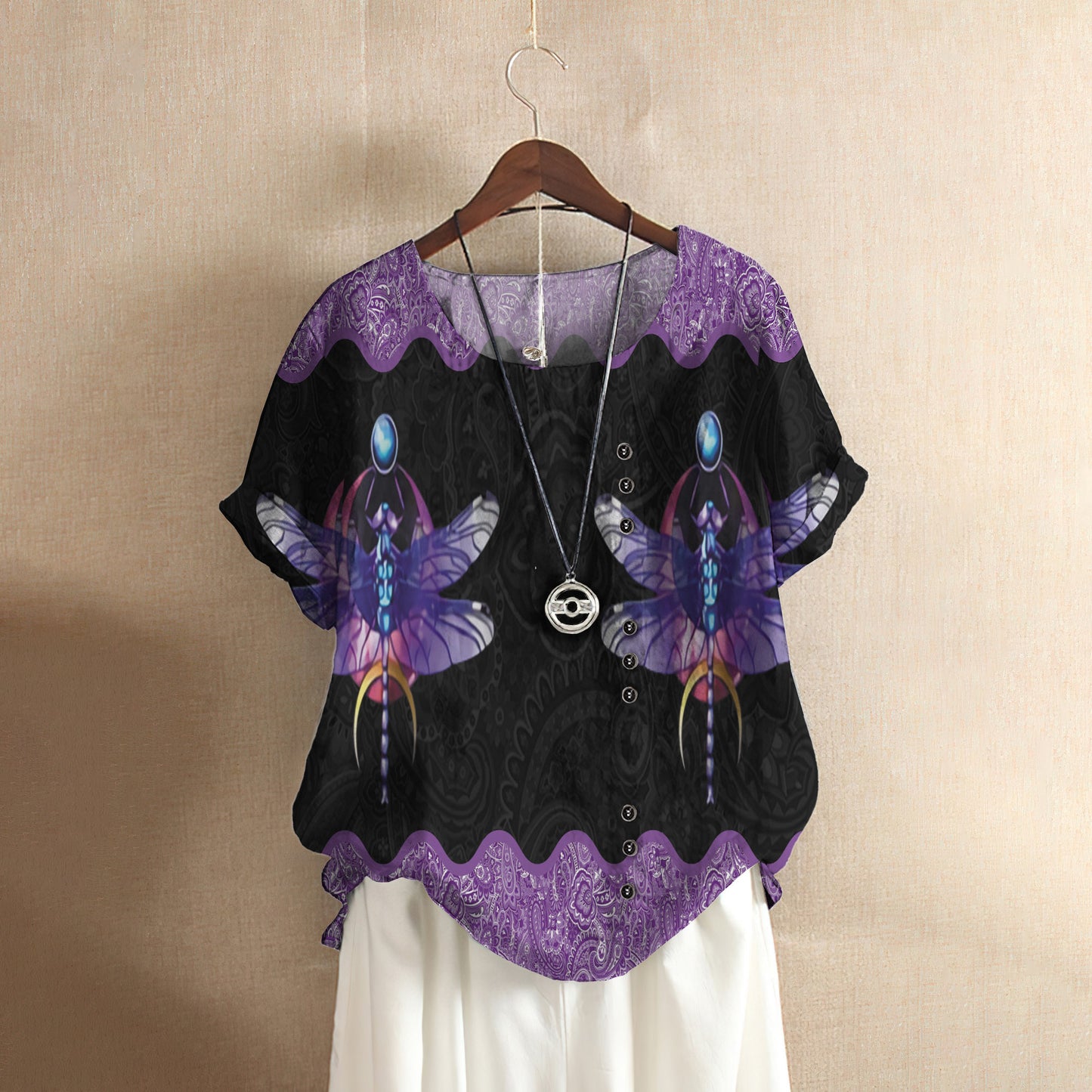 Dragonfly Awesome Casual Short Sleeve Shirt | Summer Blouse | Women Cotton T-shirt