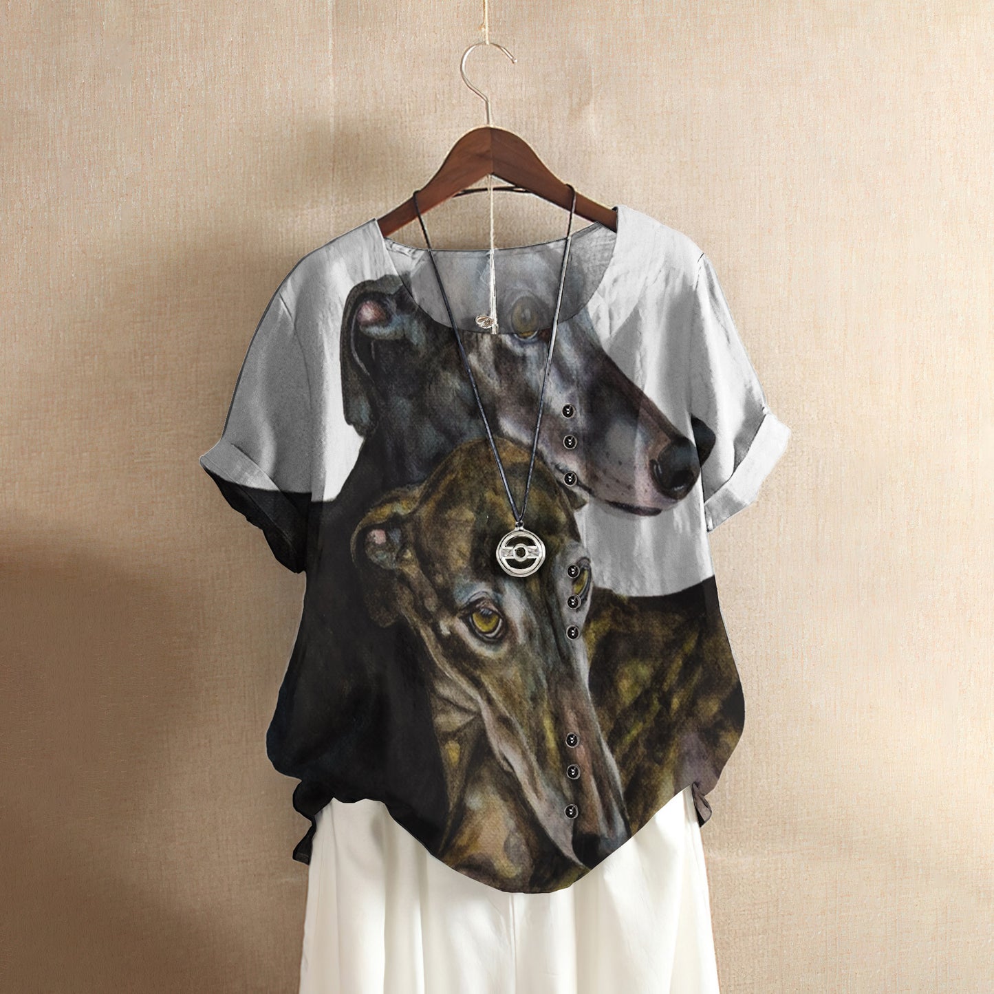 Galgo Espanol Casual Short Sleeve Shirt | Summer Blouse | Women Cotton T-shirt
