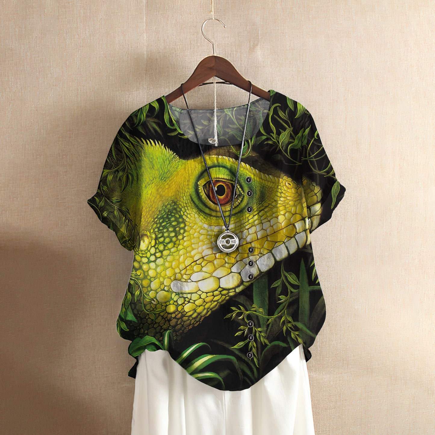 Lizard Casual Short Sleeve Shirt | Summer Blouse | Women Cotton T-shirt