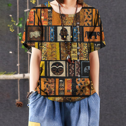 African Casual Short Sleeve Shirt | Summer Blouse | Women Cotton T-shirt