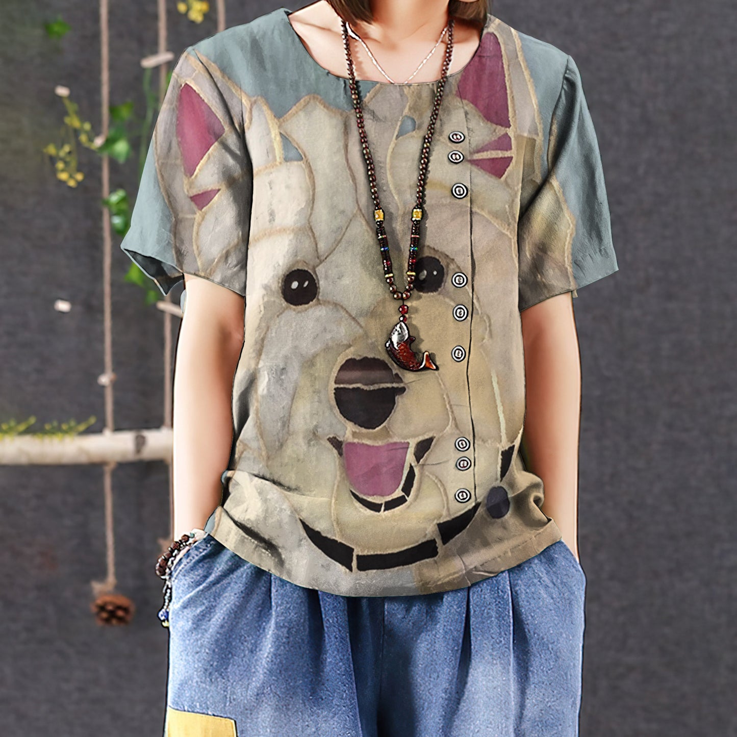 Westie Casual Short Sleeve Shirt | Summer Blouse | Women Cotton T-shirt