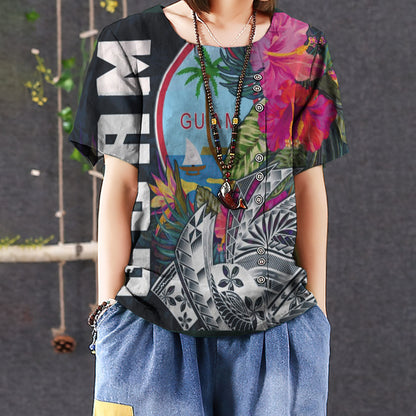 Guam Polynesian Casual Short Sleeve Shirt | Summer Blouse | Women Cotton T-Shirt