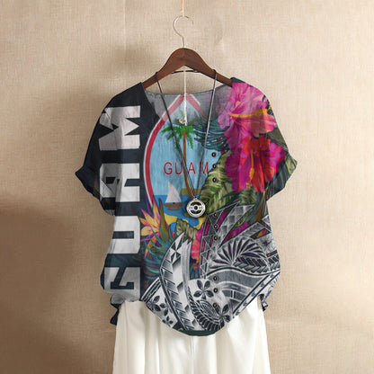 Guam Polynesian Casual Short Sleeve Shirt | Summer Blouse | Women Cotton T-Shirt