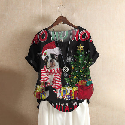 Boston Terrier Ho Casual Short Sleeve Shirt | Summer Blouse | Women Cotton T-shirt