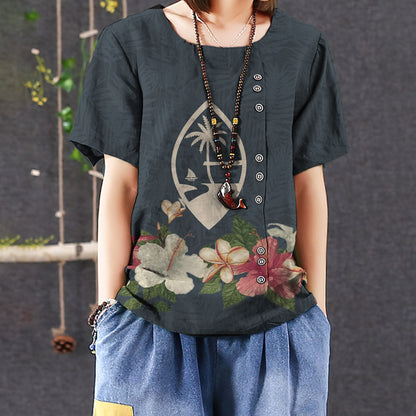 Guam Polynesian Casual Short Sleeve Shirt | Summer Blouse | Women Cotton T-Shirt