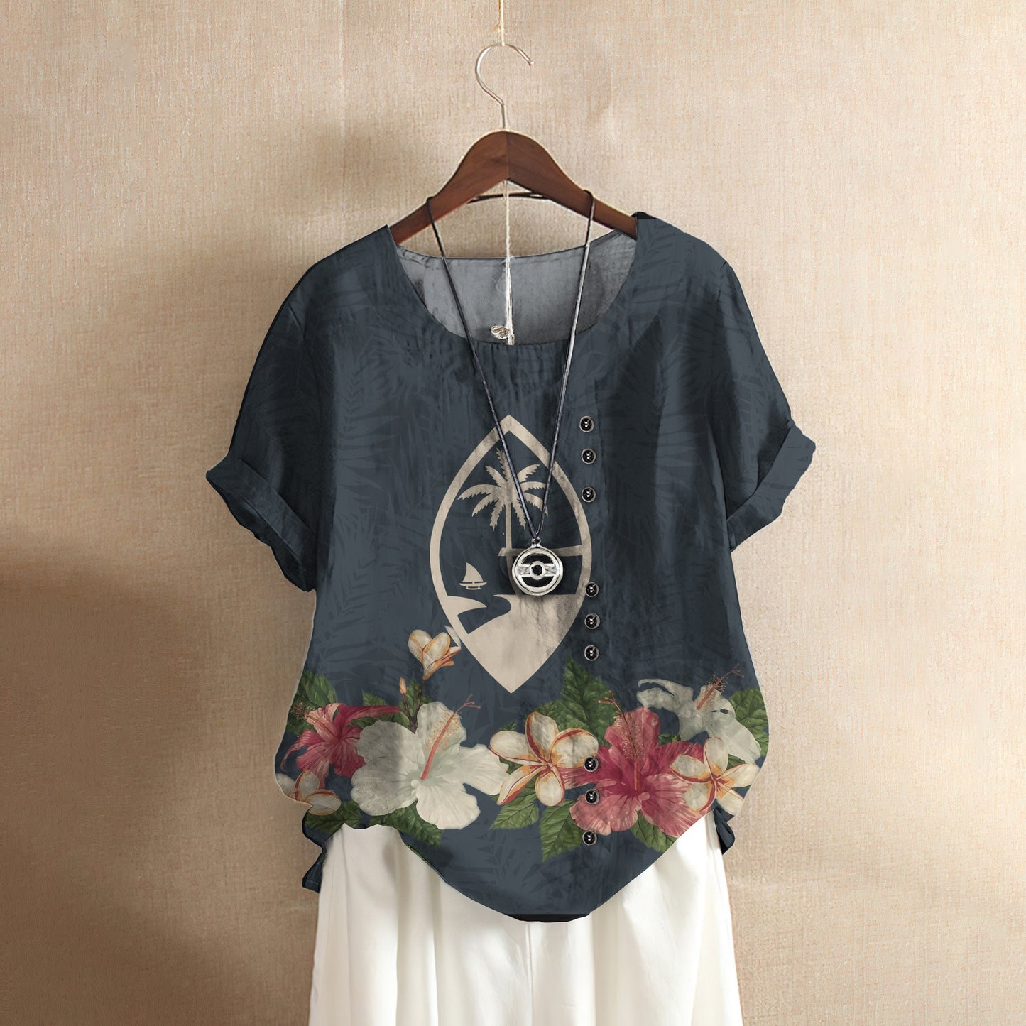 Guam Polynesian Casual Short Sleeve Shirt | Summer Blouse | Women Cotton T-Shirt